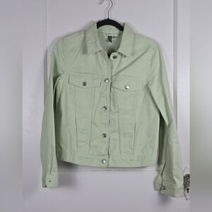 H&M Divided Pale Green Cotton Twill Trucker Jacket Size XS